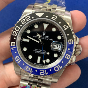 ROLEX 126710 gmt 3285 movement Batman black and blue bezel watch