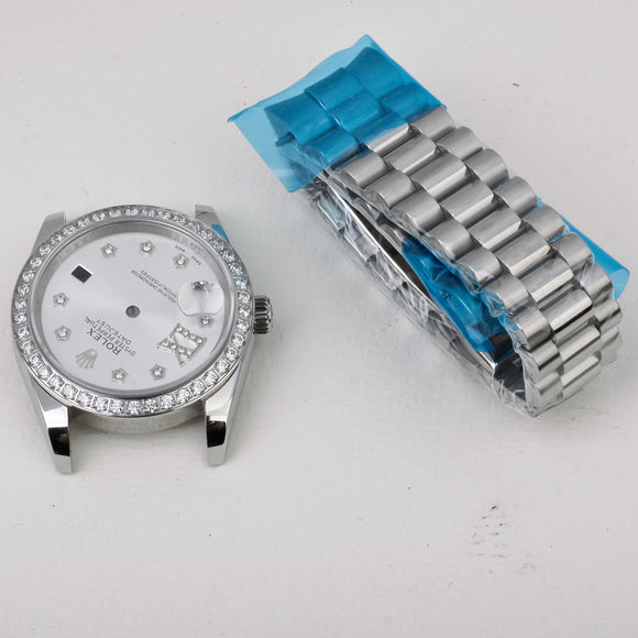 36mm diamond dial watch repair rolex case kit for women fit 2824 movement