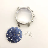 IW377706 PILOT'S WATCHES case kit fit 7750 movement chronograph blue diald