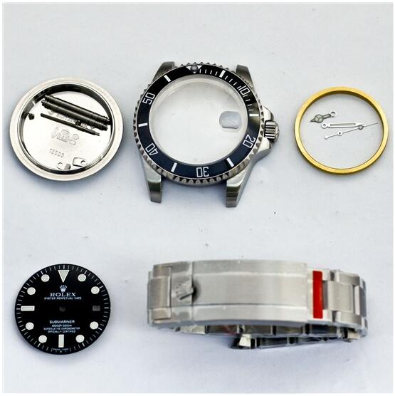 NOOB 904l Edition watch repair parts for 116610 black submariner watch case kit FIT 2836 movement